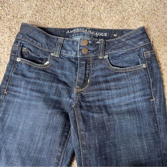 American Eagle Women’s Dark Wash Skinny Crop Jeans Size 0 - Picture 4 of 7